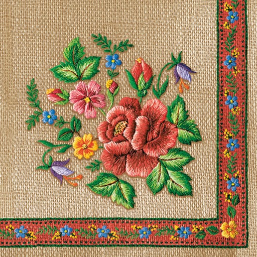 MAKI SERWETKI FOLK HAFT RÓŻE SZARE TŁO II 33X33 CM SLOG 056801 20 SZTUK