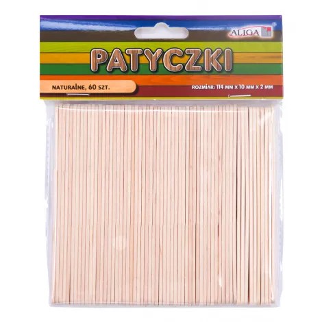 11cm x 1cm 60szt Patyczki naturalne drewniane do lodów kreatywne ALIGA