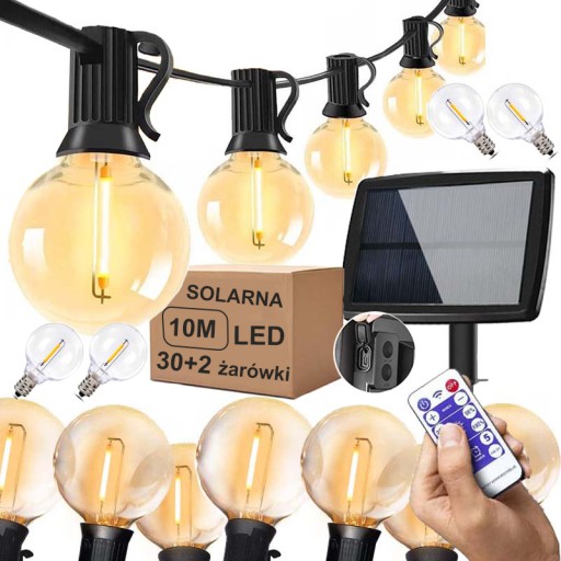 GIRLANDA OGRODOWA SOLARNA 30 ŻARÓWKI LED Z PI