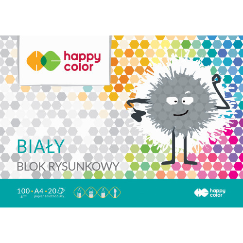 Blok rysunkowy A4 - Happy Color - biały, 20 ark.