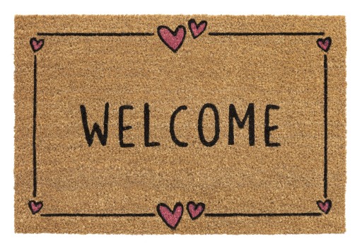 Mata wycieraczka kokosowa do butów WELCOME serca 40x60