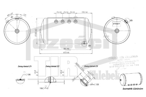 ZBIORNIK POWIETRZA 36L 300x609 DAF 95XF/XF105 / 1691625
