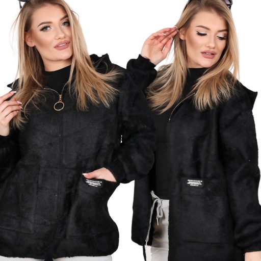 KURTKA BLUZA SWETER ALPAKA PLUS SIZE CZARNY 2142