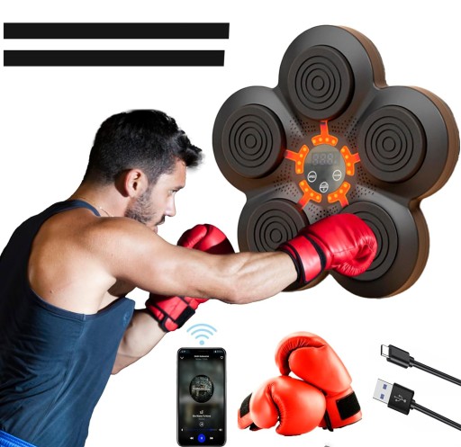 MUSIC BOXING MACHINE Z RĘKAWICE TRENINGOWY ŚCIANA PREZENT GWIAZDKOWY