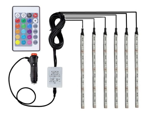 OŚWIETLENIE WNĘTRZA KABINY 6x12 LED RGB PILOT ALU
