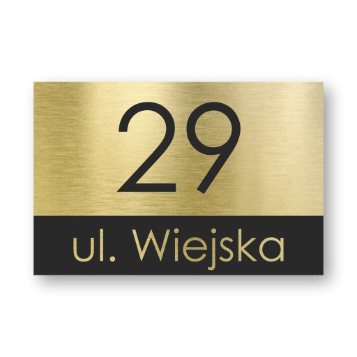 Tabliczka Adresowa Numer domu Złota 30x20cm druk UV Tablica dibond trwała