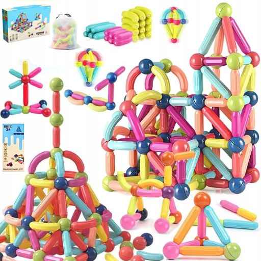 KLOCKI MAGNETYCZNE EDUKACYJNE MAGNETIC STICKS 84