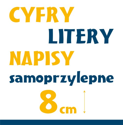 CYFRY i LITERY NAKLEJKI Samoprzylepne znaki 8 cm