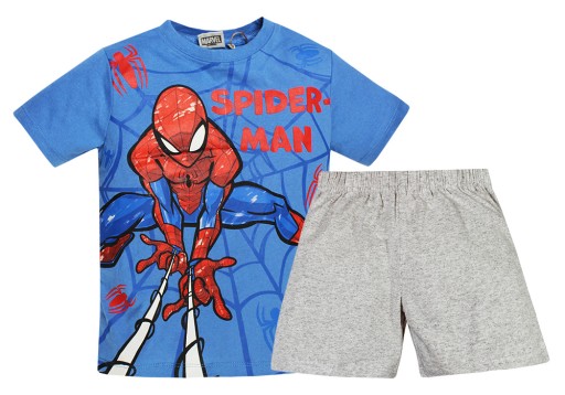 SPIDERMAN MARVEL PIŻAMA CHŁOPIĘCA SPODENKI T-SHIRT KOMPLET EKO BIO 116
