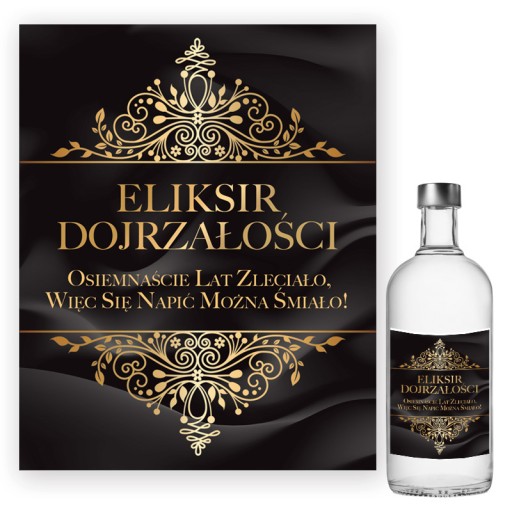 Naklejki na Butelki na 18 Urodziny Fala Eliksir Dojrzałości - 10 sztuk