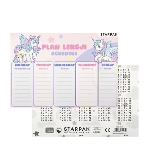 PLAN LEKCJI Z TABLICZKĄ MNOŻENIA UNICORN 25 SZTUK