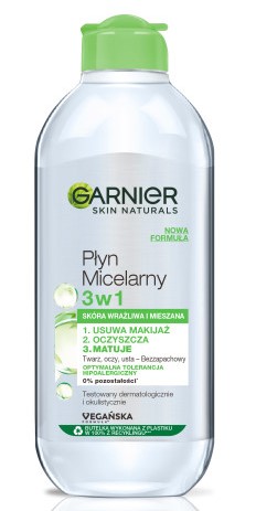 Garnier Skin Naturals 3w1 dwufazowy płyn micelarny do demakijażu 400 ml