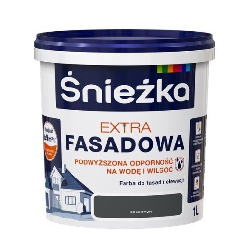 Śnieżka Farba Fasadowa 1L GRAFIT-OWY elewacyjna zewnętrzna Do Fasad i