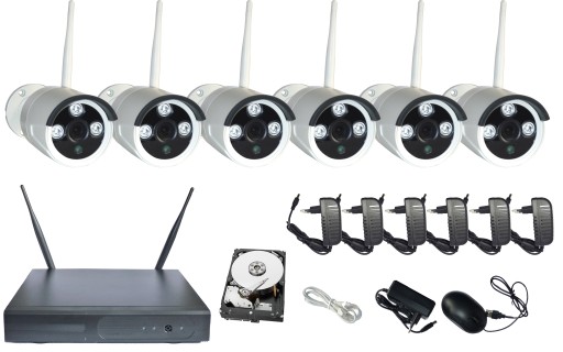 ZESTAW 6 kamer zewnętrznych WiFi FULL HD dysk 4 T