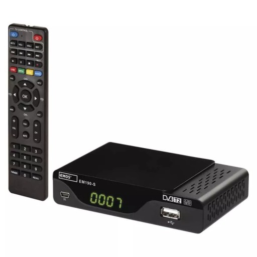 Dekoder cyfrowy DVB-T2, H.265, EMOS EM190-S HD