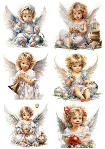 Papier klasyczny A4 decoupage Artando Anioły aniołki święta