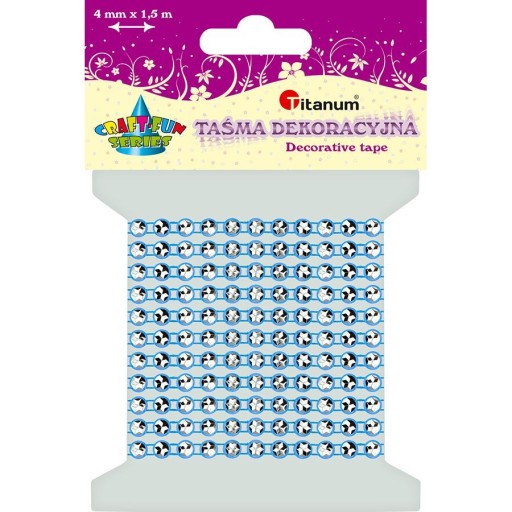 Taśma ozdobna z kryształami niebieska 4mm 1,5m