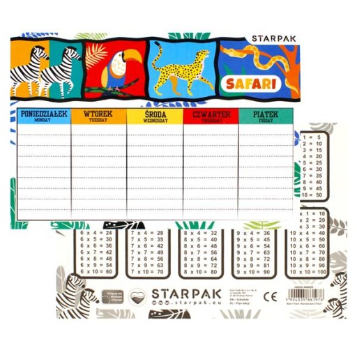 PLAN LEKCJI+TABLICZKA MNOŻENIA STARPAK SAFARI