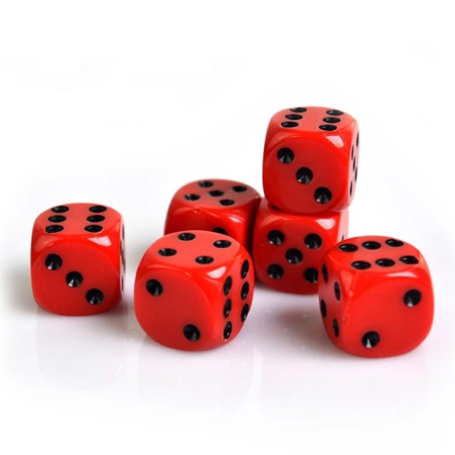 6pcs/pack New Acrylic Dice 16mm Red Black Round Corner High Quality