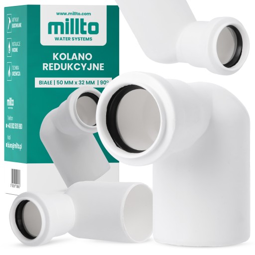 KOLANO KANALIZACYJNE 50x32 mm REDUKCYJNE PCV 90° Redukcja Przyłącze Kolanko