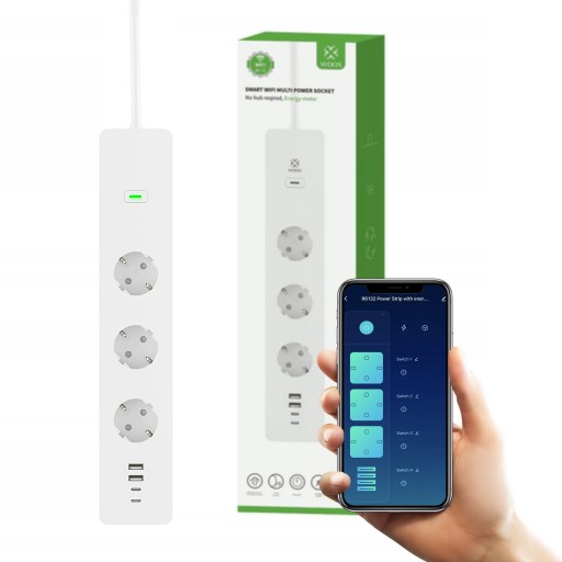 WOOX Listwa zasilająca Wifi z pomiarem prądu USB C