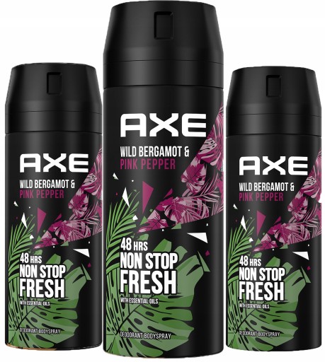 Axe Wild Skuteczny Dezodorant w Sprayu 3x 150ml
