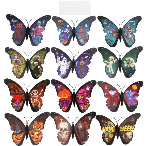 NAKLEJKI NA ŚCIANĘ MURAL 3D HALLOWEEN MOTYLE DEKORACYJNA NAKLEJKA MOTYL