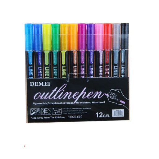 8/12 Double Line Outline Metallic Markers Magic Shimmer Paint Pens Set for