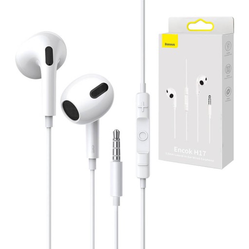 BASEUS SŁUCHAWKI DOUSZNE Z MIKROFONEM I STEROWANIEM NA KABEL MINIJACK 3,5MM
