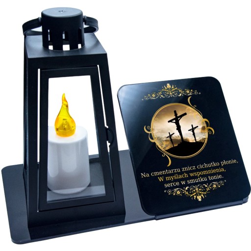 ZNICZ LED STATUETKA NA CMENTARZ GRÓB DUŻA WIECZNA LAMPKA DOSTOJNY LAMPION