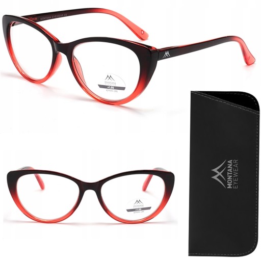 OKULARY DAMSKIE KOREKCYJNE PLUSY DO CZYTANIA FLEKS MONTANA ETUI +2.00