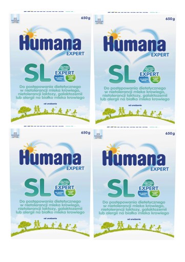HUMANA SL EXPERT MLEKO BEZ LAKTOZY NA BAZIE BIAŁKA SOJOWEGO 650g 4 szt.