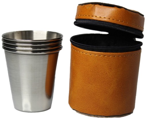 KIELISZKI TURYSTYCZNE METALOWE ETUI 4 SZT 70ML