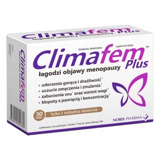 CLIMAFEM Plus łagodzi objawy menopauzy 30 tabletek