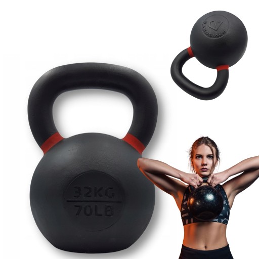 KETTLEBELL ŻELIWNY 32KG ODWAŻNIK KULA HANTEL DO ĆWICZEŃ FITNESS CIĘŻAREK