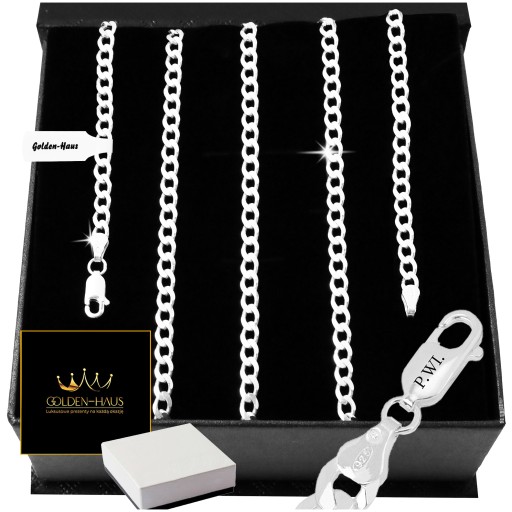 SREBRNY ŁAŃCUSZEK MĘSKI SPLOT PANCERKA 55cm/3,5mm 925 PREZENT GRAWER GRATIS