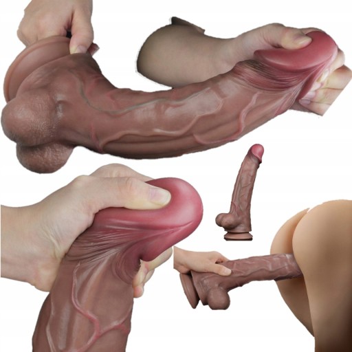 OGROMNE REALISTYCZNE ŻYLASTE DILDO XXL DUŻE JĄDRA
