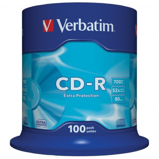 PŁYTA VERBATIM CD-R, 700MB, PRĘDKOŚĆ 52X, CAKE 100
