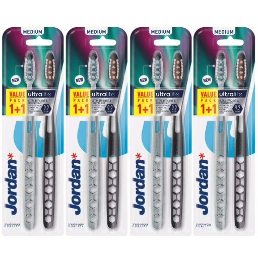 Manualna Szczoteczka do Zębów Jordan Ultralite Średnie Włosie 4x2-Pack