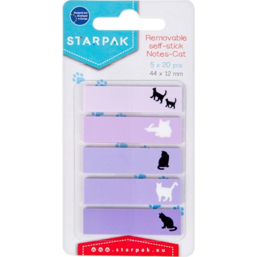 SAMOPRZYLEPNE KARTECZKI indeksujące 12x44mm/20k FIOLETOWE 5 kolorów STARPAK