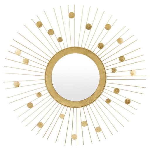 Złote okrągłe lustro - dekoracja ścienna glamour