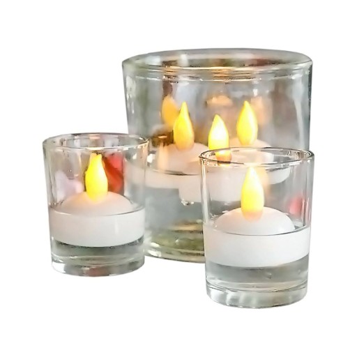 ZNICZ LED PŁYWAJĄCY DO WODY RUCHOMY PŁOMIEŃ 12 szt + BATERIE GRATIS