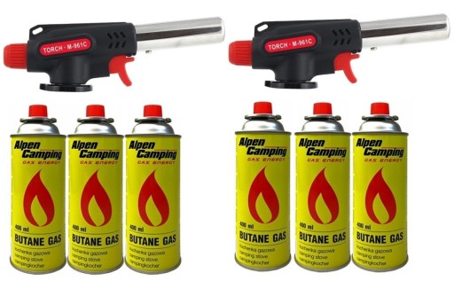 2x PALNIK GAZOWY 360° kartusze LUTLAMPA + 6x GAZ
