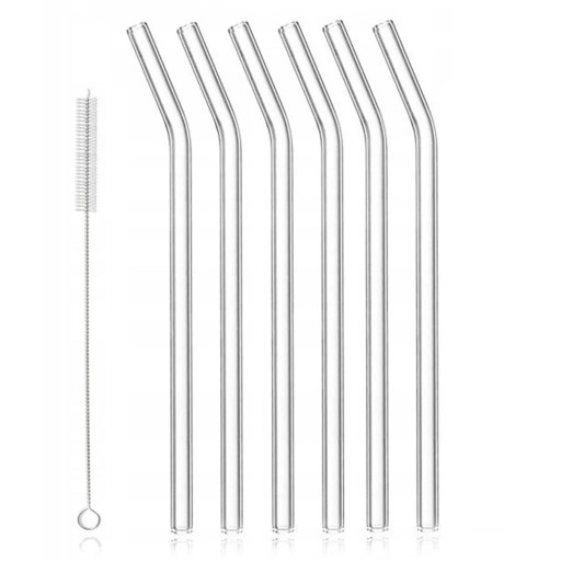 SZKLANE SŁOMKI WIELORAZOWE EKO + CZYŚCIK 6SZT 20CM