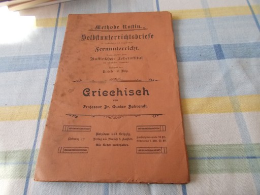 Methode Rustin Griechisch Professor Dr. Gustav Behrendt brief 29