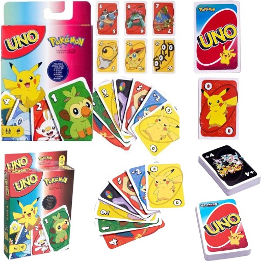 KARTY UNO POKEMON RODZINNA GRA KARCIANA DLA DZIECI PIKACHU