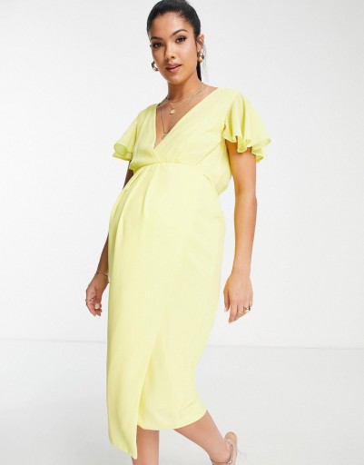 MATERNITY SUKIENKA MIDI ŻÓŁTA ROZM. L 880