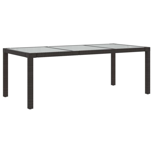 STÓŁ OGRODOWY BRĄZOWY 190X90X75CM SZKŁO I RATTAN P