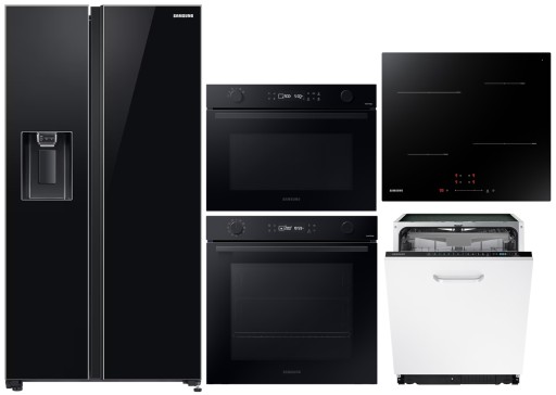 ZESTAW AGD DO ZABUDOWY SAMSUNG CZARNY z lodówką Side By Side