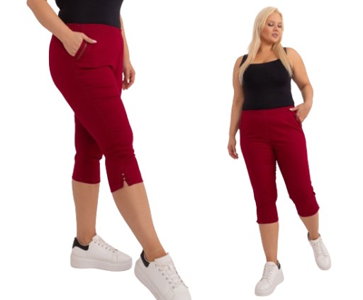 Spodnie rybaczki damskie 3/4 z kieszeniami plus size L